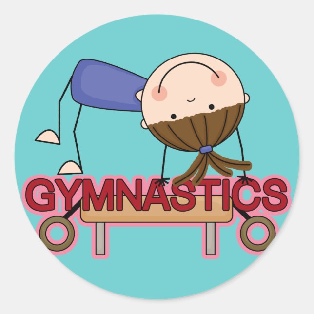 GYMNASTICS - Brunette Girl Balance Beam t-shirts Classic Round Sticker (Front)