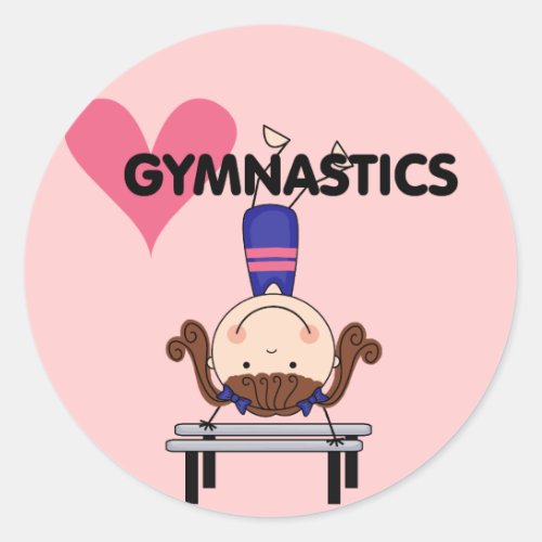 GYMNASTICS _ Brunette Girl Handstands Classic Round Sticker