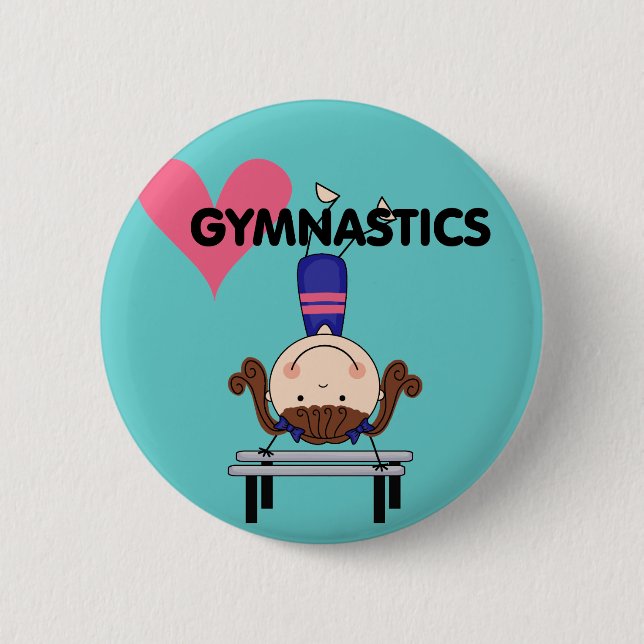GYMNASTICS - Brunette Girl Handstands Pinback Button (Front)
