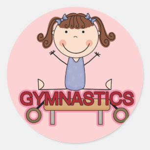 GYMNASTICS - Brunette Girl Splits Tshirts and Gift Classic Round Sticker