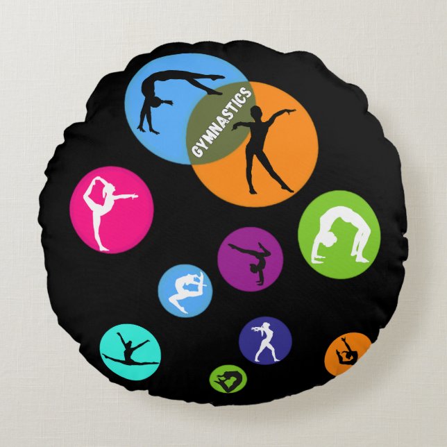 Gymnastics Bubble Round Pillow (Front)