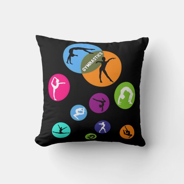 Gymnastics Bubble Throw Pillow (Front)