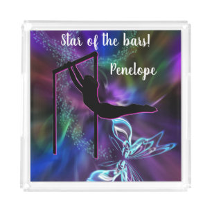 Gymnastics Butterfly Star of the Bars Personalized Acrylic Tray