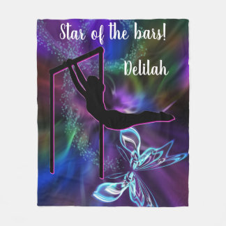 Gymnastics Butterfly Star of the Bars Personalized Fleece Blanket