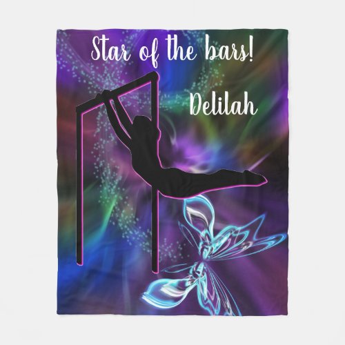 Gymnastics Butterfly Star of the Bars Personalized Fleece Blanket