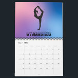 Gymnastics Calendar<br><div class="desc">Gymnastics Calendar - Has a beautiful variety of colorful backgrounds and gymnast silhouettes doing a variety of gymnastics skills and events! Can be personalized with the name of your gymnast or your gymnastics club name!</div>
