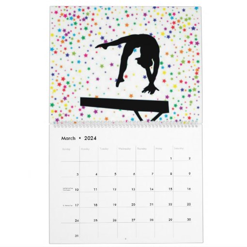 Gymnastics Calendar Zazzle