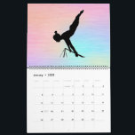 Gymnastics Calendar<br><div class="desc">Gymnastics Calendar - Has a beautiful variety of colorful backgrounds and gymnast silhouettes doing a variety of gymnastics skills and events! Can be personalized with the name of your gymnast or your gymnastics club name!</div>