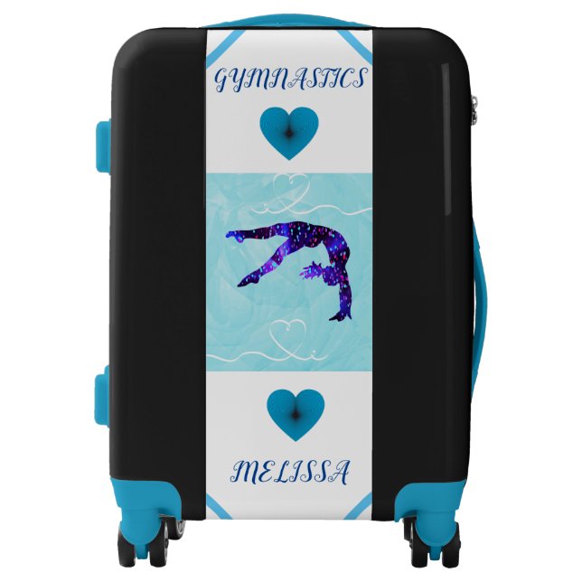 GYMNASTICS carry on luggage personalized. (Front)
