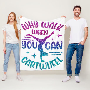 Gymnastics Cartwheel Magenta Purple Turquoise   Fleece Blanket