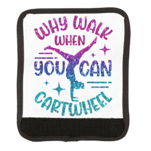 Gymnastics Cartwheel Magenta Purple Turquoise Luggage Handle Wrap