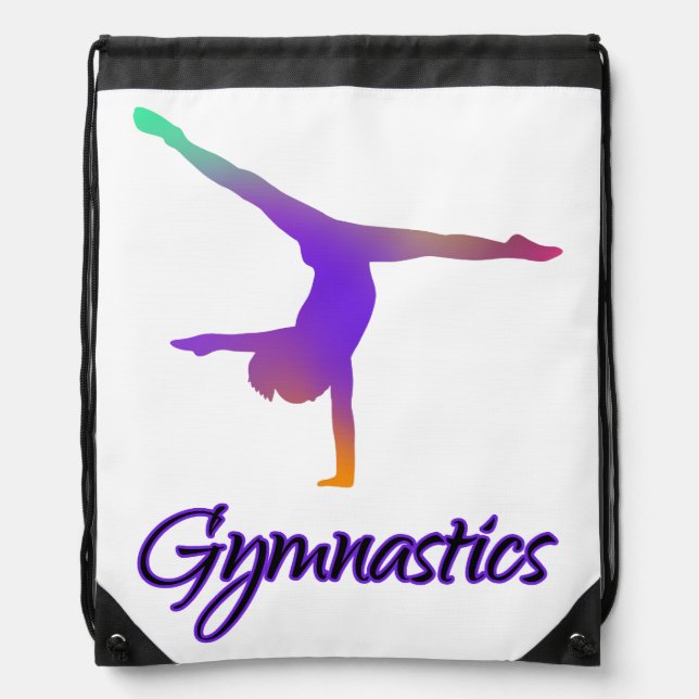 Gymnastics Cartwheel Pink Purple Ombre Gradient Drawstring Bag (Front)