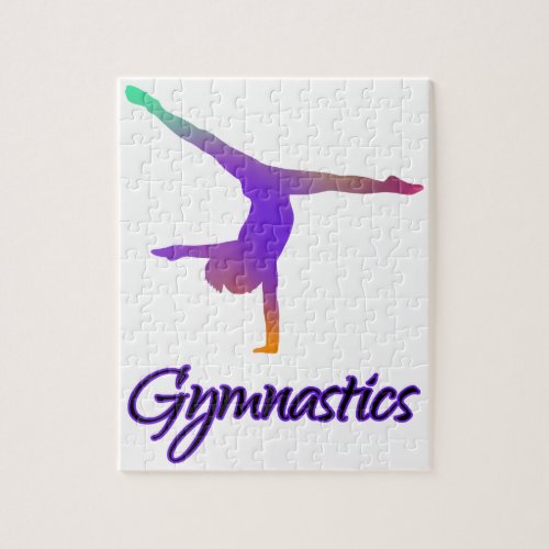Gymnastics Cartwheel Pink Purple Ombre Gradient Jigsaw Puzzle