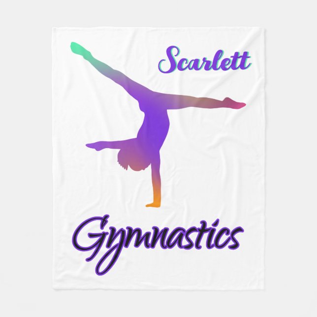 Gymnastics Cartwheel Pink Purple Personalized Fleece Blanket (Front)