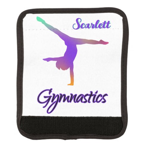 Gymnastics Cartwheel Pink Purple Personalized Luggage Handle Wrap