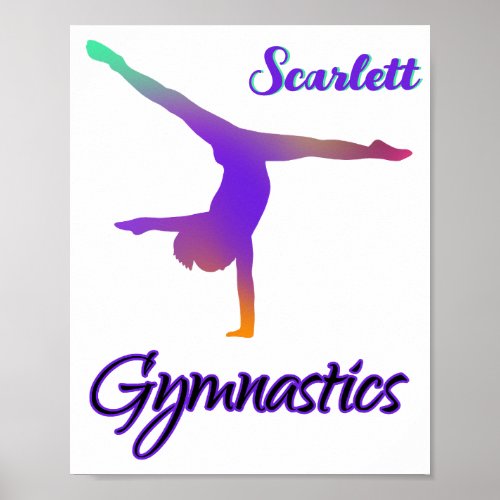 Gymnastics Cartwheel Pink Purple Personalized Poster