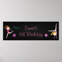 Gymnastics Chalkboard Personalized Birthday Banner Poster