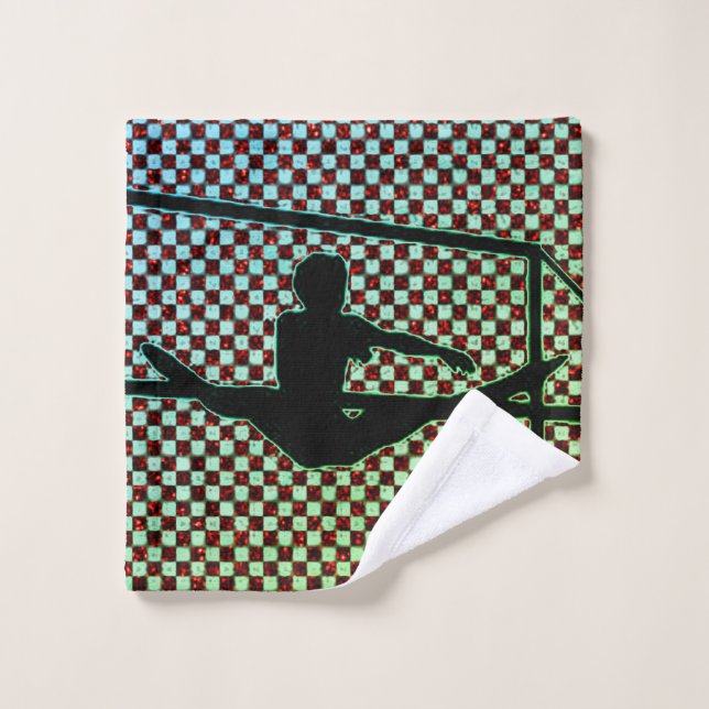 Gymnastics Checkered Sparkle Wash Cloth Towel (Wash Cloth)