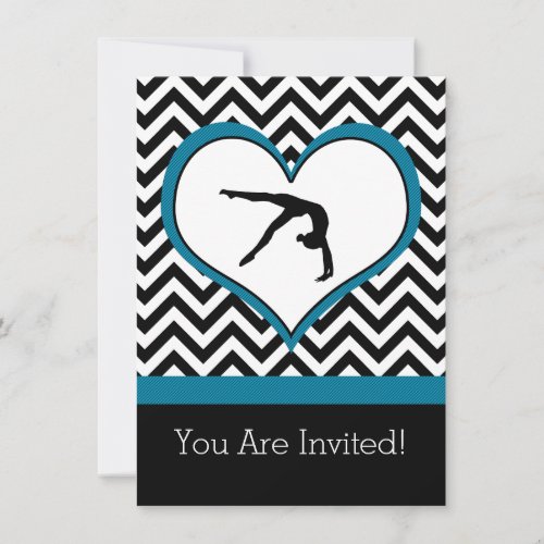 Gymnastics Chevron Heart Personal Party Invitation