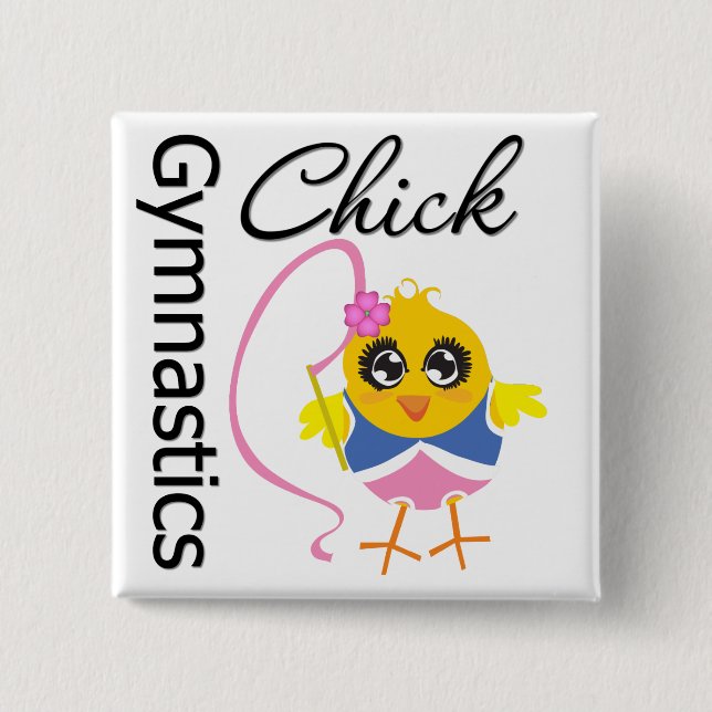 Gymnastics Chick Pinback Button (Front)