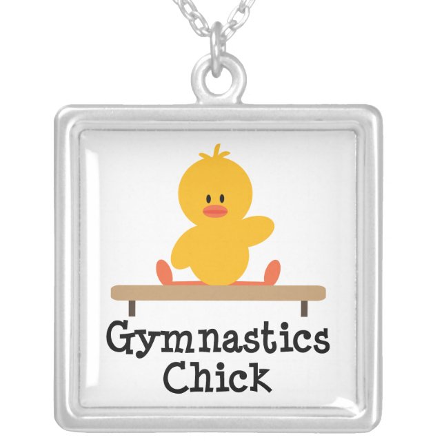Gymnastics Chick Sterling Silver Necklace (Front)