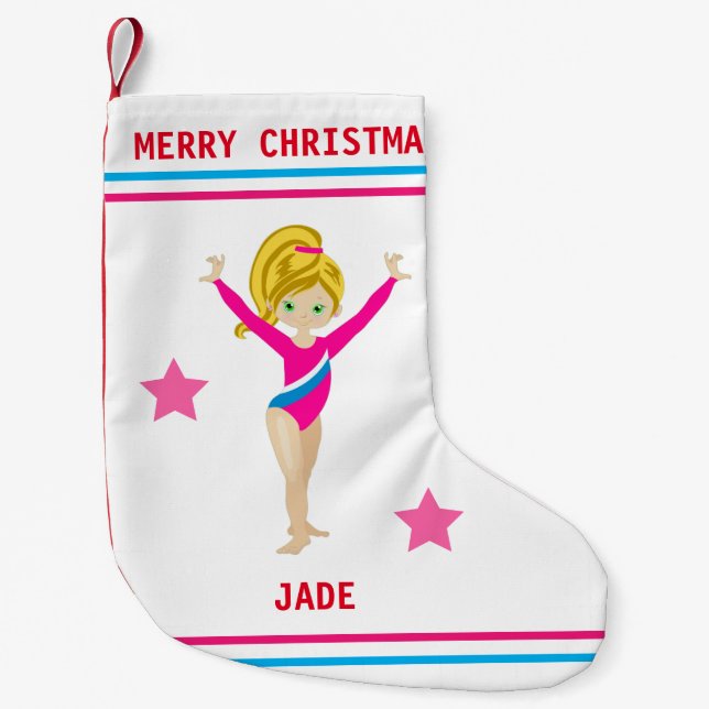 GYMNASTICS CHRISTMAS STOCKING FOR GIRLS. (Front)