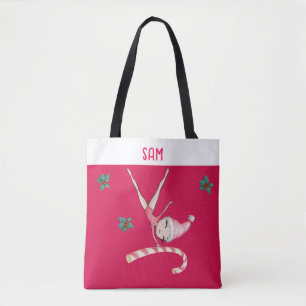 Gymnastics Christmas Stockings Gymnast Girl Pink Tote Bag