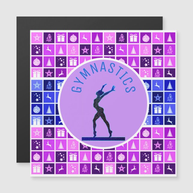 Gymnastics Christmas Themed Magnetic Card (Front/Back)