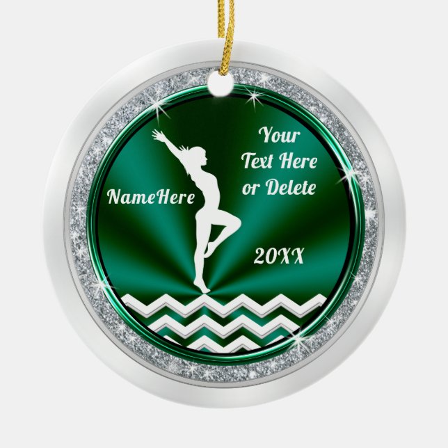 Gymnastics Christmas Tree Ornaments, Personalized Ceramic Ornament (Front)