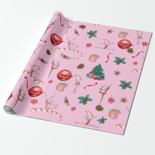 Gymnastics Christmas Wrapping Paper Add Your Name 