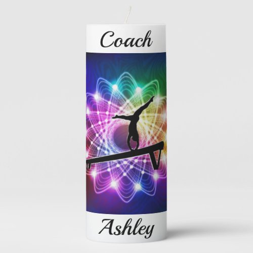 Gymnastics Coach Balance Beam Personalized  Pillar Candle