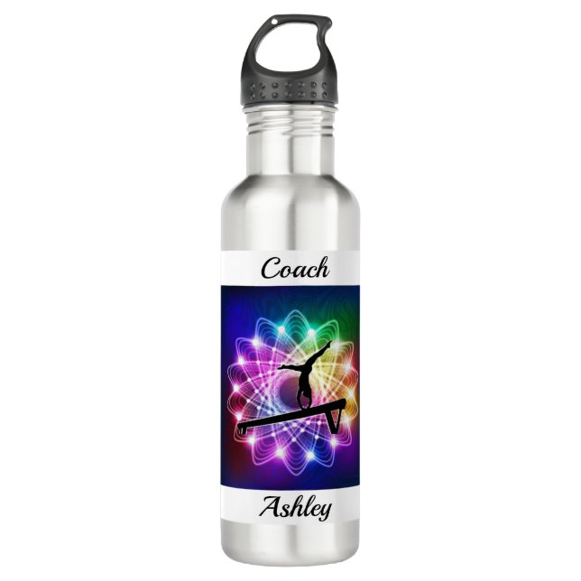 Gymnastics Coach Balance Beam Personalized  Stainless Steel Water Bottle (Front)