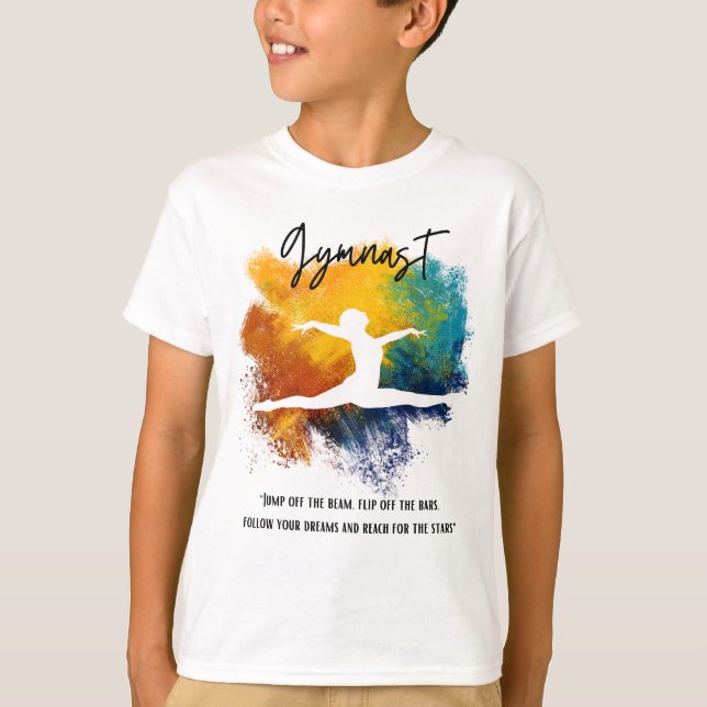 Gymnastics Color Splash T-Shirt with Quote (Front)