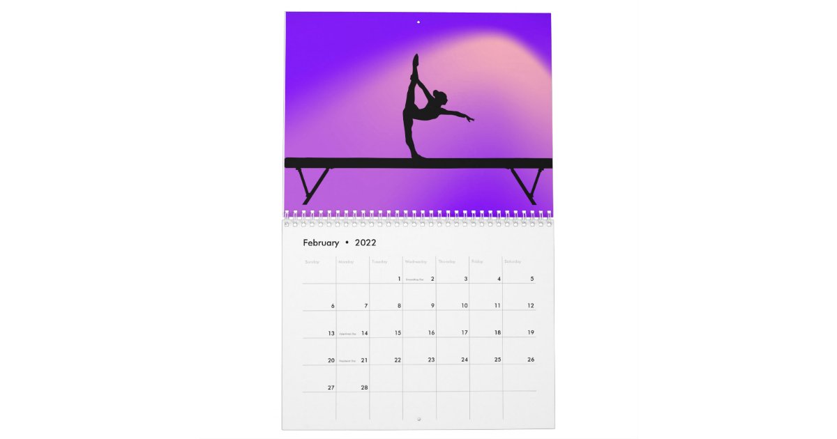 GYMNASTICS COLORFUL CALENDAR PERSONALIZED 2022.