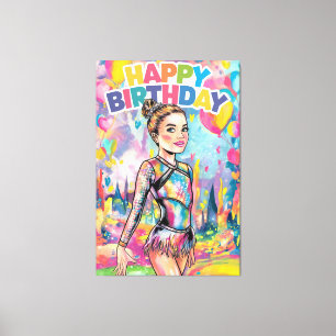 Gymnastics colorful painted personalized birthday canvas print