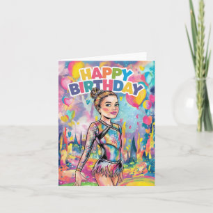 Gymnastics colorful painted personalized birthday invitation