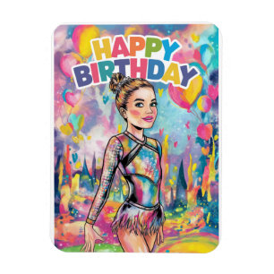 Gymnastics colorful painted personalized birthday magnet
