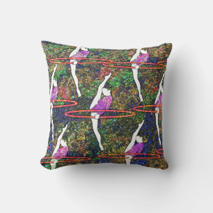 Gymnastics colorful Pattern Hula Hoop dance gift Throw Pillow