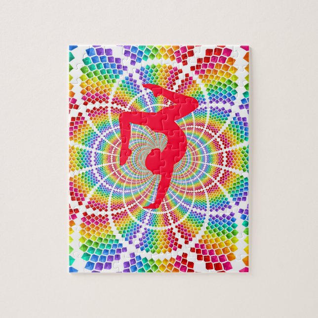 Gymnastics colorful puzzle for girls. (Vertical)