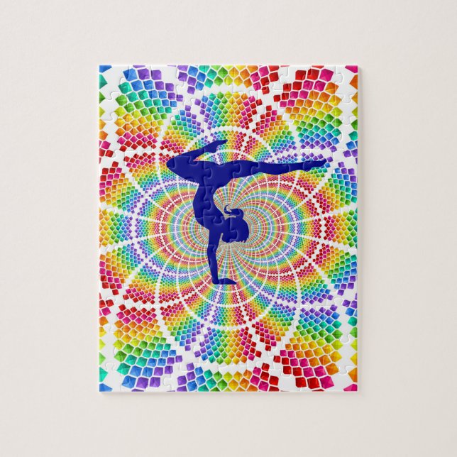 Gymnastics colorful puzzle for girls. (Vertical)