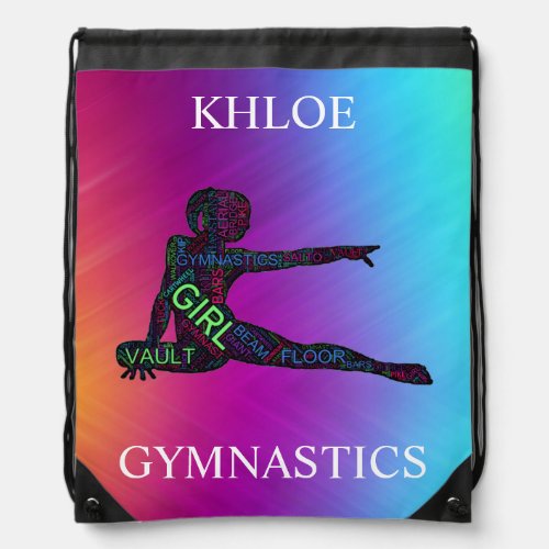 Gymnastics Colorful Word Art   Drawstring Bag