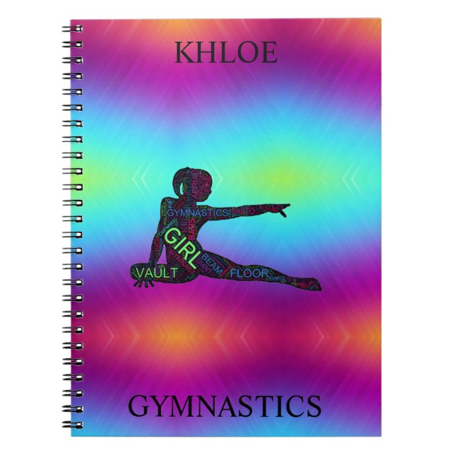 Gymnastics Colorful Word Art  Notebook (Front)