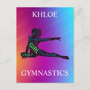 Gymnastics Colorful Word Art Postcard
