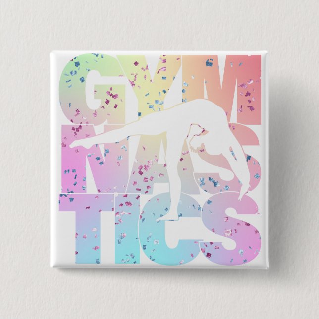 Gymnastics Confetti Letters    Button (Front)