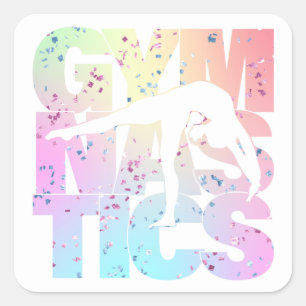 Gymnastics Confetti Letters Square Sticker