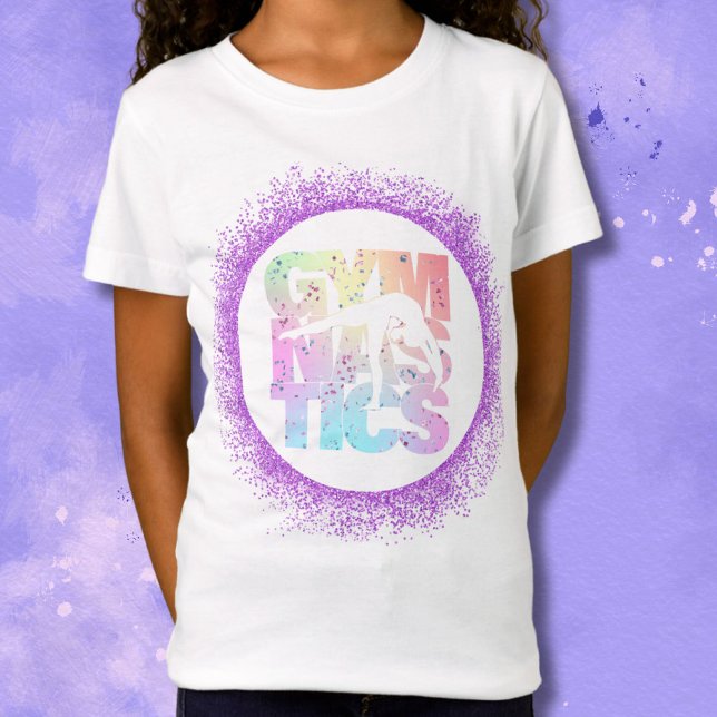 Gymnastics Confetti Letters with Purple Glitter  T-Shirt (Creator Uploaded)