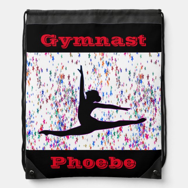 Gymnastics Confetti Stars Drawstring Bag (Front)
