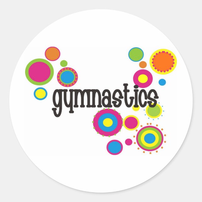 Gymnastics Cool Polka Dots Classic Round Sticker (Front)