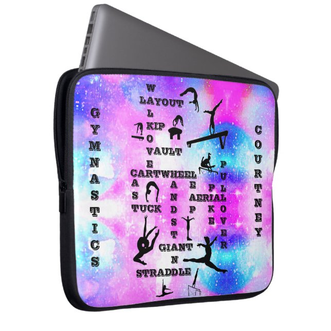 Gymnastics Crossword Personalized Electronics Bag (Front Right)