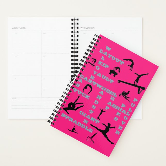 Gymnastics Crossword Pink Personalized Planner (Display)